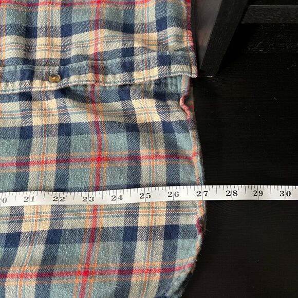 Denim & Flower Mens Shirt Large Flannel Button Down Plaid Long Sleeve Blue Red - Picture 11 of 12